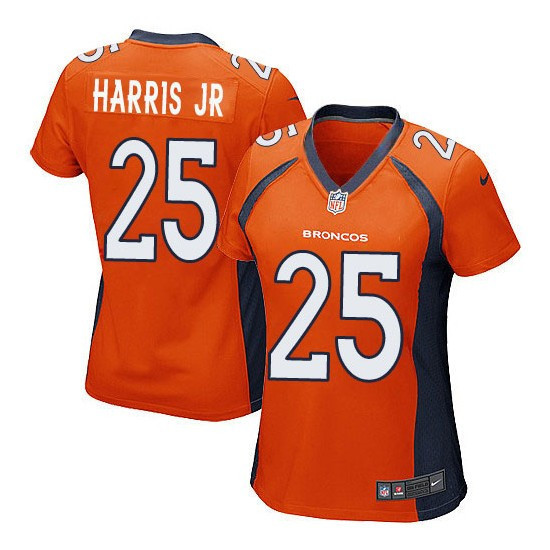  Broncos 25 Chris Harris Jr Orange Women Game Jersey