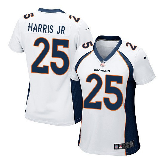  Broncos 25 Chris Harris Jr White Women Game Jersey