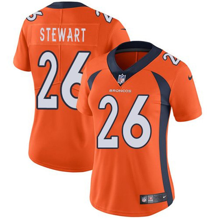  Broncos 26 Darian Stewart Orange Women Vapor Untouchable Limited Jersey
