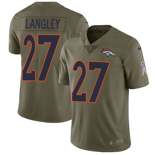 Broncos 27 Brendan Langley Olive Salute To Service Limited Jersey