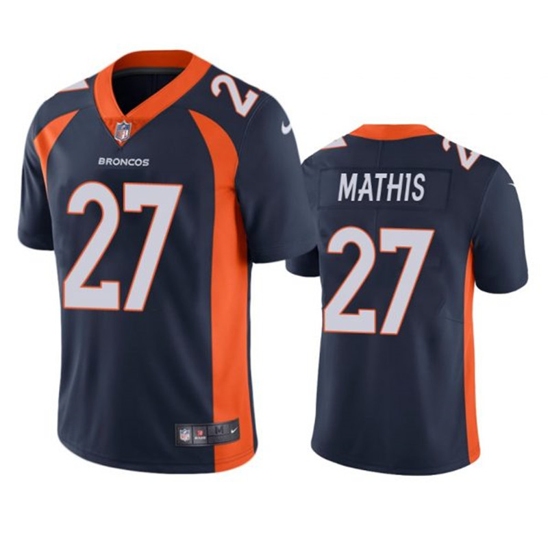 Nike Broncos 27 Damarri Mathis Navy Vapor Untouchable Limited Jersey