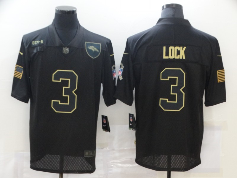 Nike Broncos 3 Drew Lock Black 2020 Salute To Service Limited Jersey