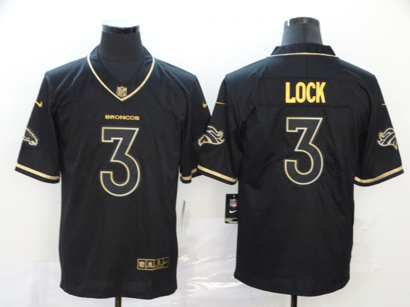 Nike Broncos 3 Drew Lock Black Gold Throwback Vapor Untouchable Limited Jersey