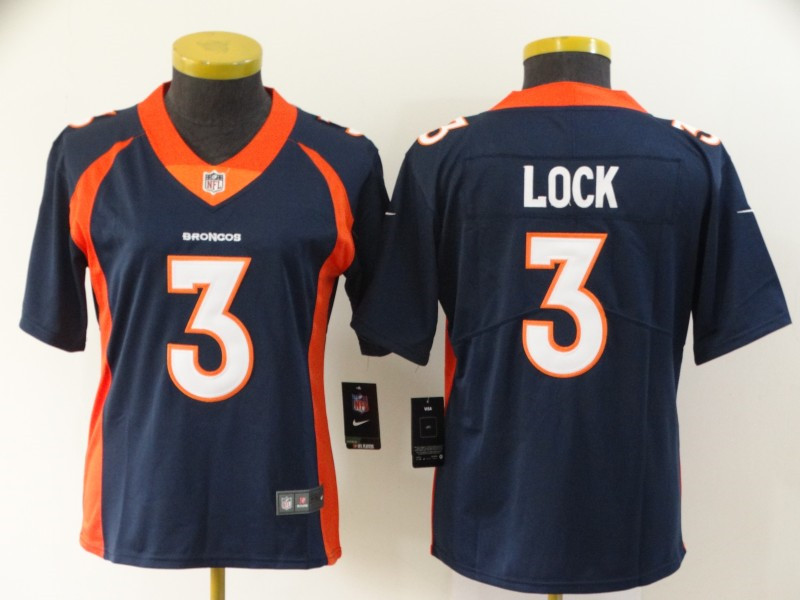 Nike Broncos 3 Drew Lock Navy Women Vapor Untouchable Limited Jersey