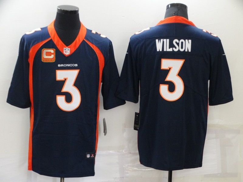 Nike Broncos 3 Russell Wilson Navy C Patch Vapor Untouchable Limited Jersey