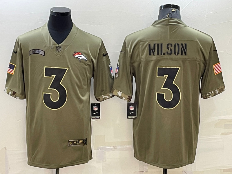 Nike Broncos 3 Russell Wilson Olive 2022 Salute To Service Limited Jersey