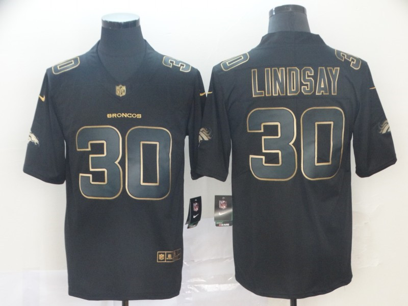 Nike Broncos 30 Phillip Lindsay Black Gold Vapor Untouchable Limited Jersey