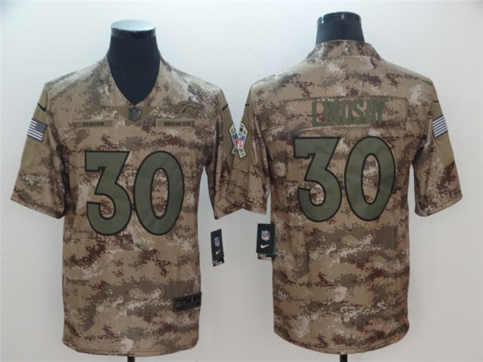  Broncos 30 Phillip Lindsay Camo Salute To Service Limited Jersey