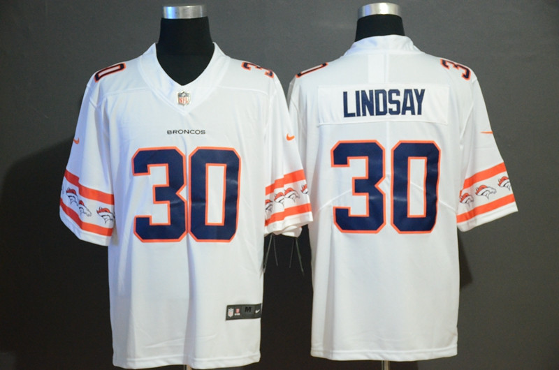 Nike Broncos 30 Phillip Lindsay White Team Logos Fashion Vapor Limited Jersey