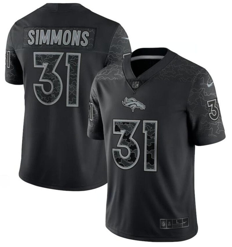 Nike Broncos 31 Justin Simmons Black RFLCTV Limited Jersey
