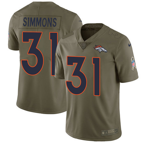  Broncos 31 Justin Simmons Olive Salute To Service Limited Jersey