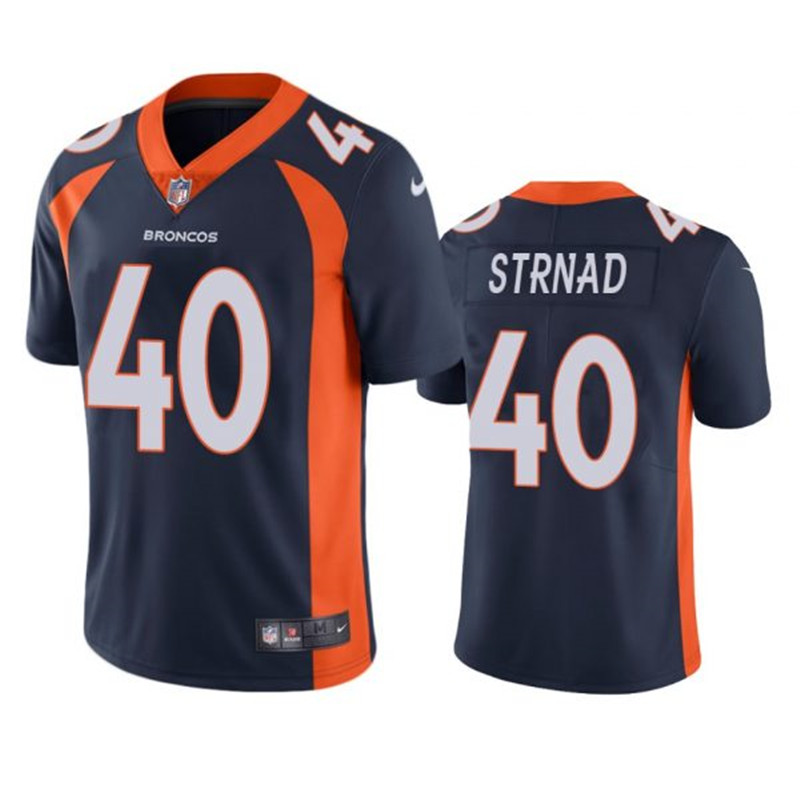 Nike Broncos 40 Justin Strnad Navy Vapor Untouchable Limited Jersey