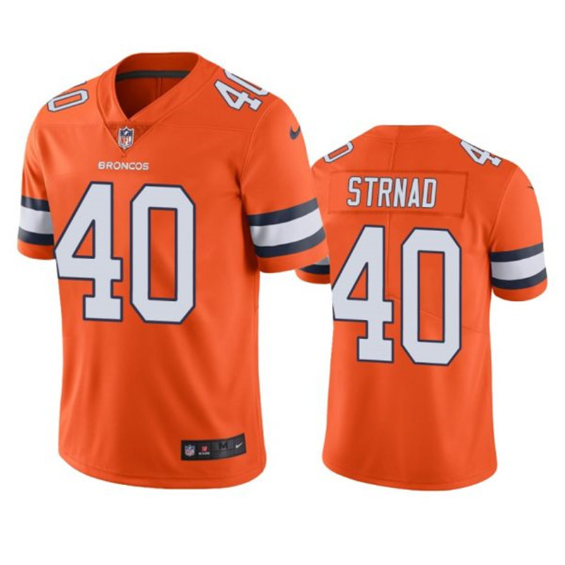 Nike Broncos 40 Justin Strnad Orange Color Rush Limited Jersey