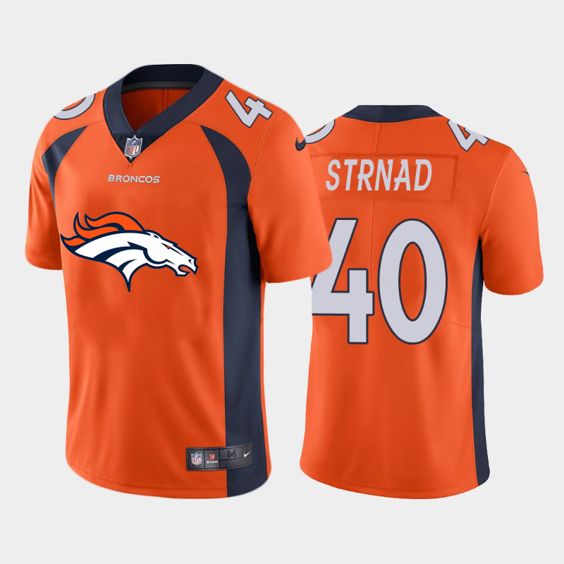 Nike Broncos 40 Justin Strnad Orange Team Big Logo Vapor Untouchable Limited Jersey