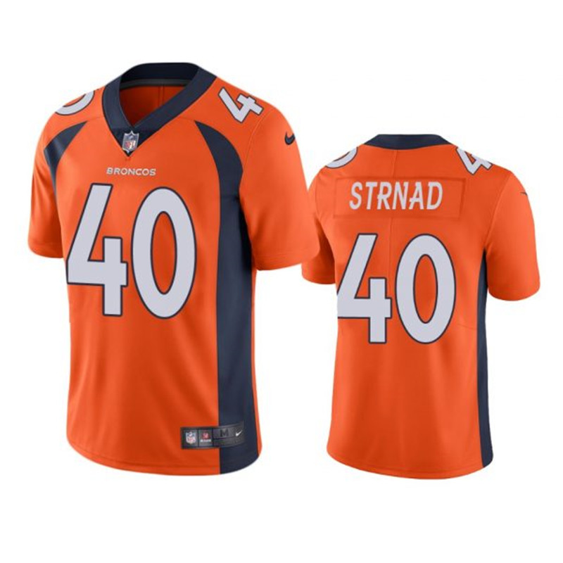 Nike Broncos 40 Justin Strnad Orange Vapor Untouchable Limited Jersey