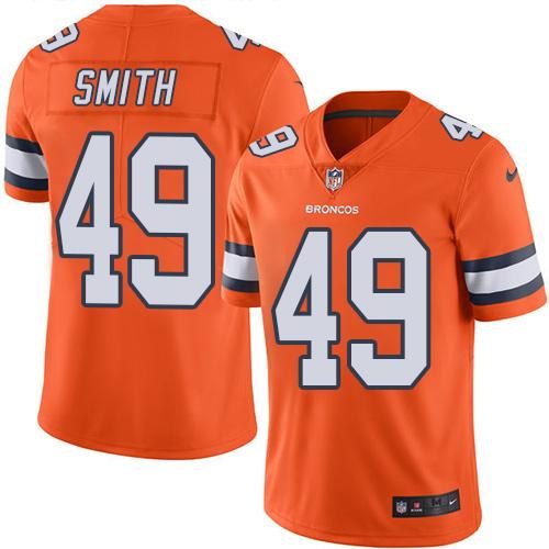  Broncos 49 Dennis Smith Orange Color Rush Limited Jersey