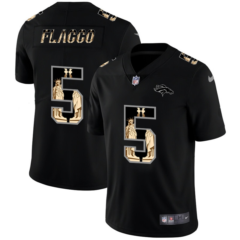 Nike Broncos 5 Joe Flacco Black Statue of Liberty Limited Jersey