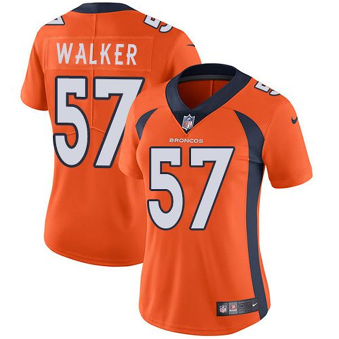  Broncos 57 Demarcus Walker Orange Women Vapor Untouchable Limited Jersey