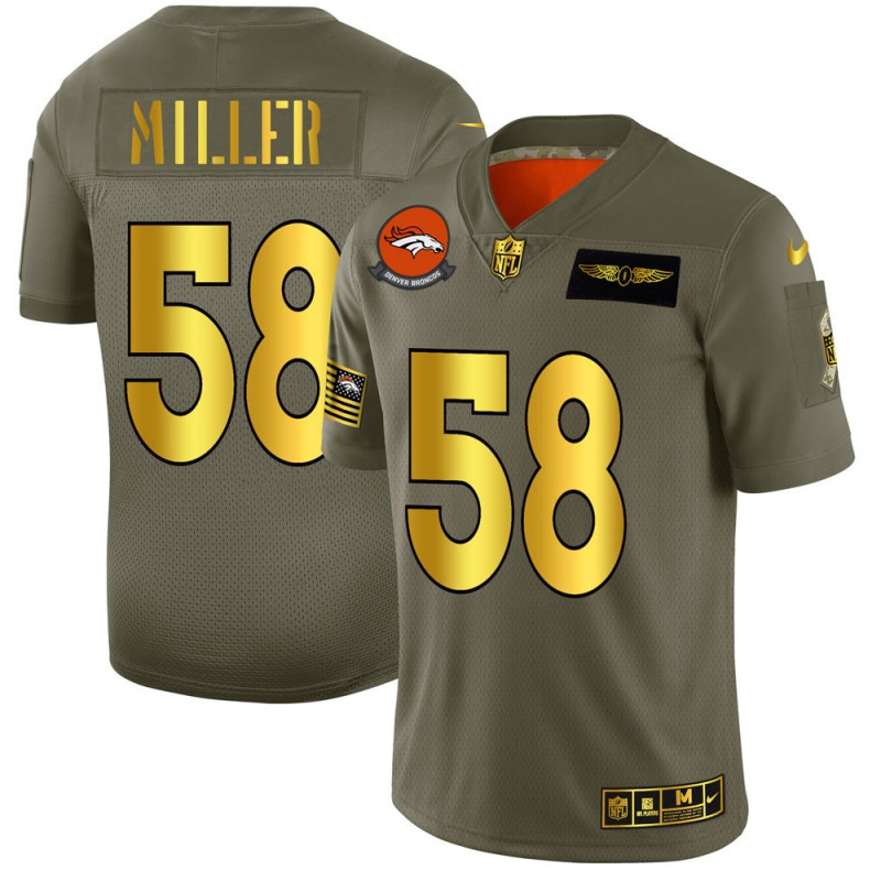 Nike Broncos 58 Von Miller 2019 Olive Gold Salute To Service Limited Jersey