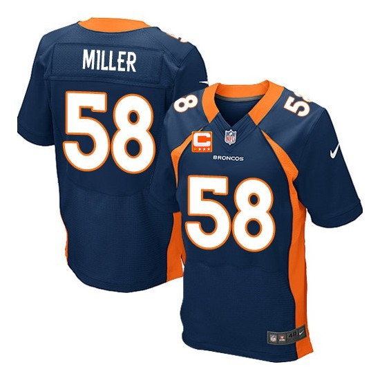  Broncos 58 Von Miller Navy With C Patch Elite Jersey