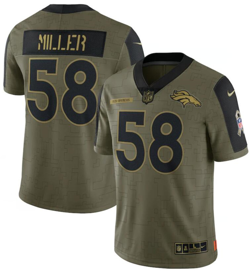 Nike Broncos 58 Von Miller Olive 2021 Salute To Service Limited Jersey