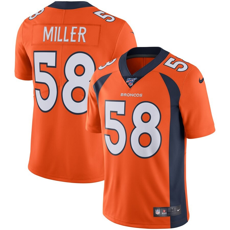 Nike Broncos 58 Von Miller Orange 100th Season Vapor Untouchable Limited Jersey