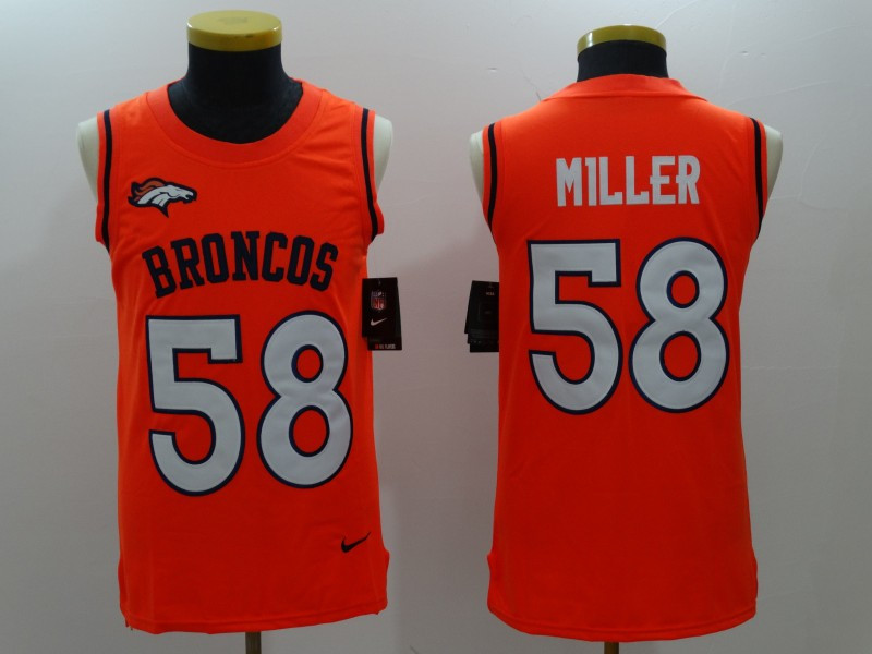 Broncos 58 Von Miller Orange Color Rush Name & Number Tank Top