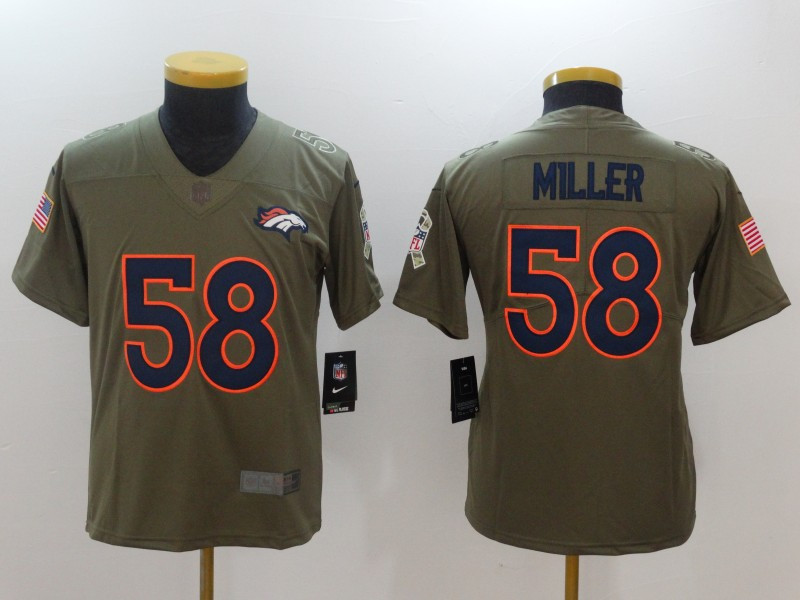  Broncos 58 Von Miller Youth Olive Salute To Service Limited Jersey