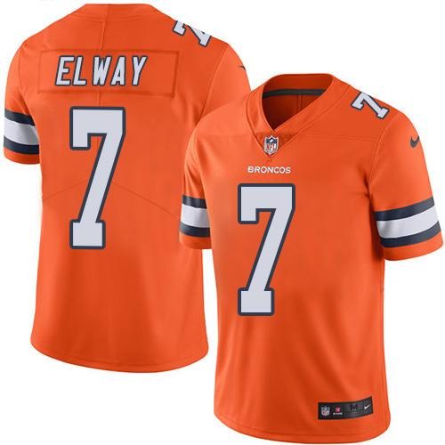  Broncos 7 John Elway Orange Color Rush Limited Jersey