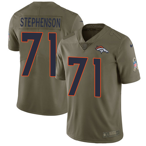  Broncos 71 Donald Stephenson Olive Salute To Service Limited Jersey