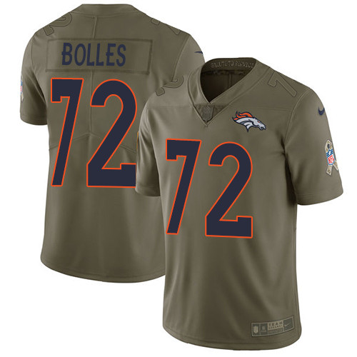  Broncos 72 Garett Bolles Olive Salute To Service Limited Jersey