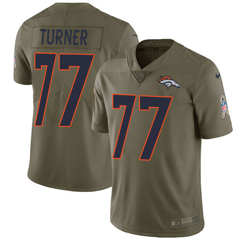 Broncos 77 Billy Turner Olive Salute To Service Limited Jersey