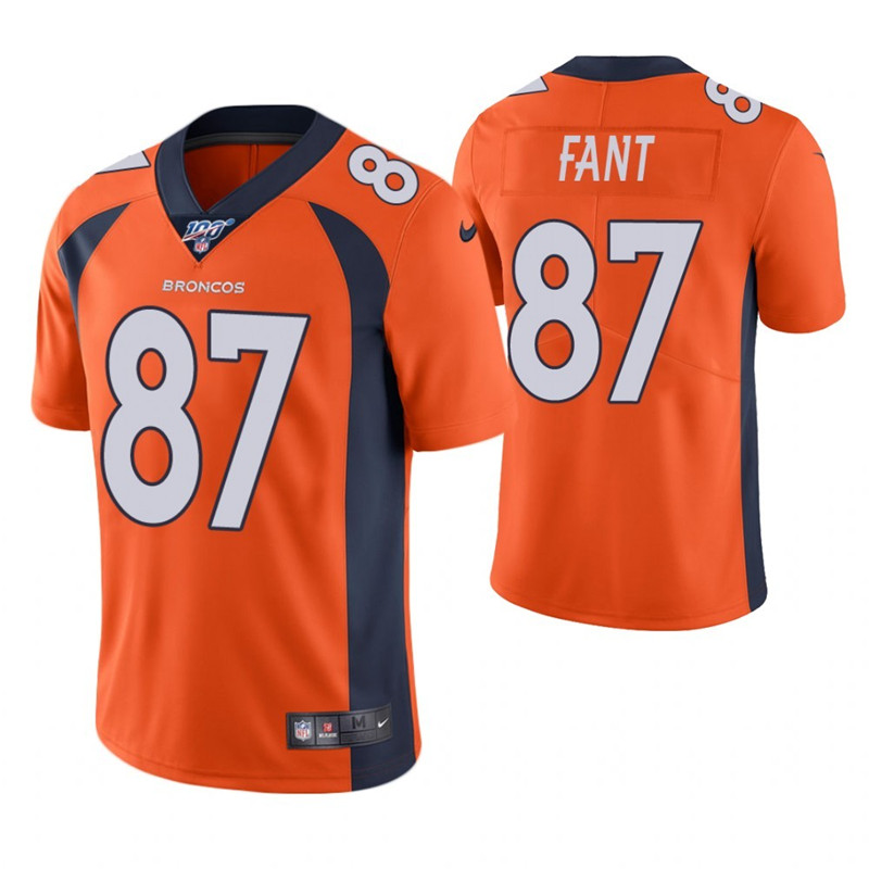 Nike Broncos 87 Noah Fant Orange 100th Season Vapor Untouchable Limited Jersey