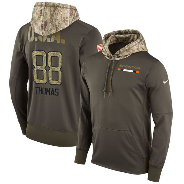  Broncos 88 Demaryius Thomas Olive Salute To Service Pullover Hoodie