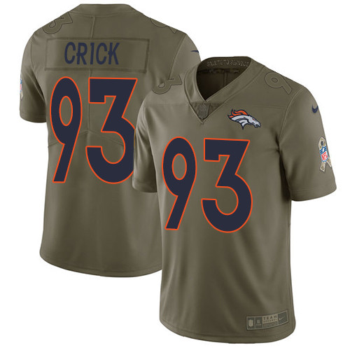  Broncos 93 Jared Crick Olive Salute To Service Limited Jersey