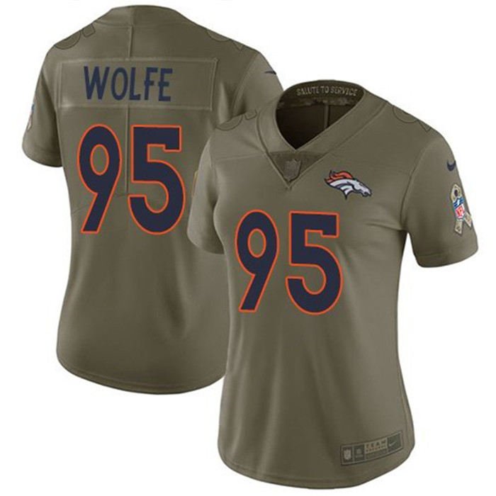  Broncos 95 Derek Wolfe Olive Camo Women Salute To Service Limited Jersey