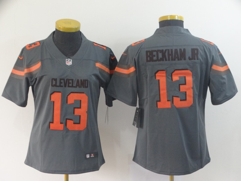 Nike Browns 13 Odell Beckham Jr Gray Women Inverted Legend Limited Jersey