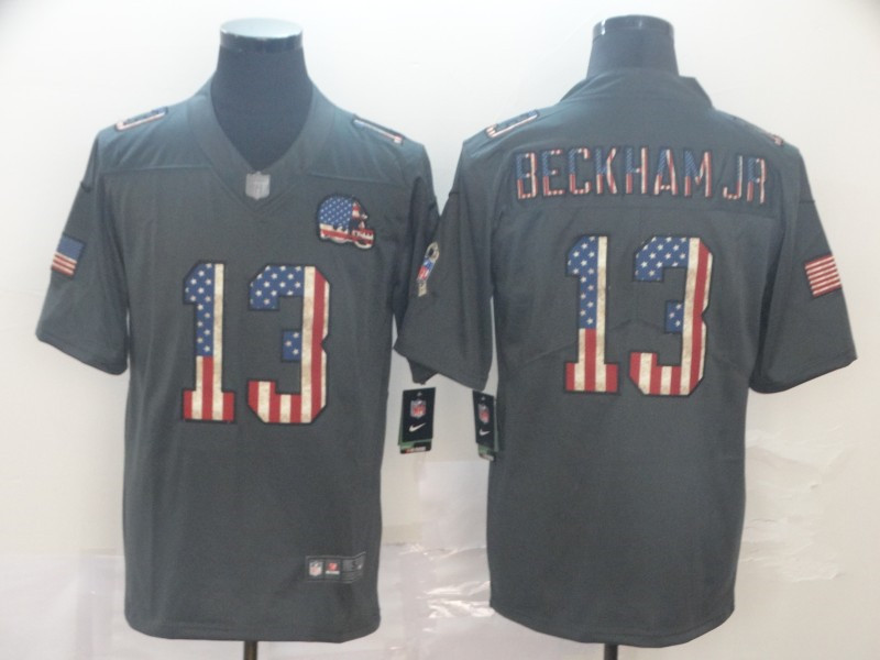 Nike Browns 13 Odell Beckham Jr. 2019 Salute To Service USA Flag Fashion Limited Jersey