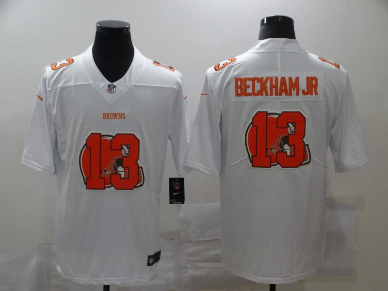 Nike Browns 13 Odell Beckham Jr. White Shadow Logo Limited Jersey