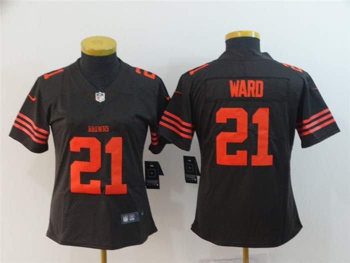  Browns 21 Denzel Ward Brown Women Color Rush Limited Jersey