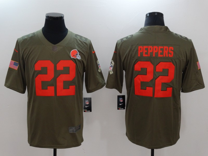  Browns 22 Jabrill Peppers Olive Salute To Service Limited Jersey