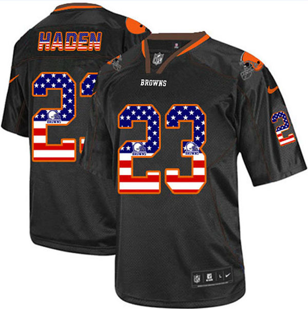  Browns 23 Joe Haden Black USA Flag Fashion Elite Jersey