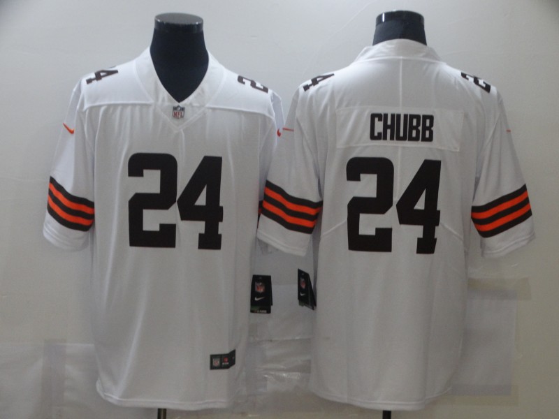 Nike Browns 24 Nick Chubb White 2020 New Vapor Untouchable Limited Jersey