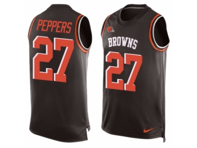  Browns 27 Jabrill Peppers Brown Team Color Men Stitched NFL Limited Tank Top Jersey