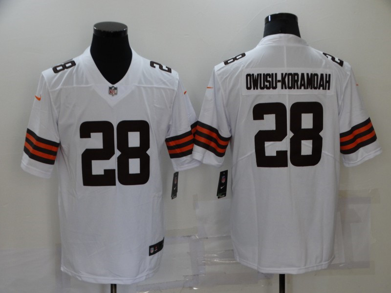 Nike Browns 28 Jeremiah Owusu Koramoah White Vapor Untouchable Limited Jersey