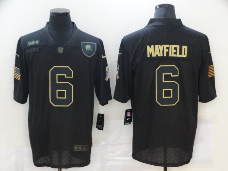 Nike Browns 6 Baker Mayfield Black 2020 Salute To Service Limited Jersey