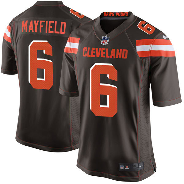  Browns 6 Baker Mayfield Brown 2018 NFL Draft Pick Elite Jersey