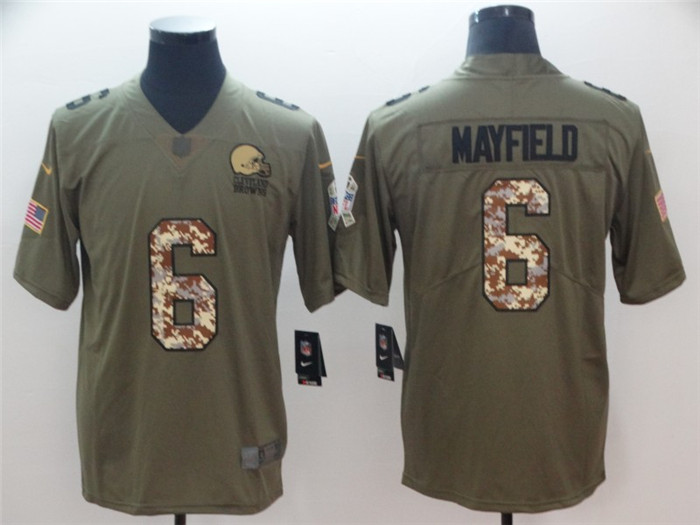  Browns 6 Baker Mayfield Olive Camo Salute To Service Limited Jersey