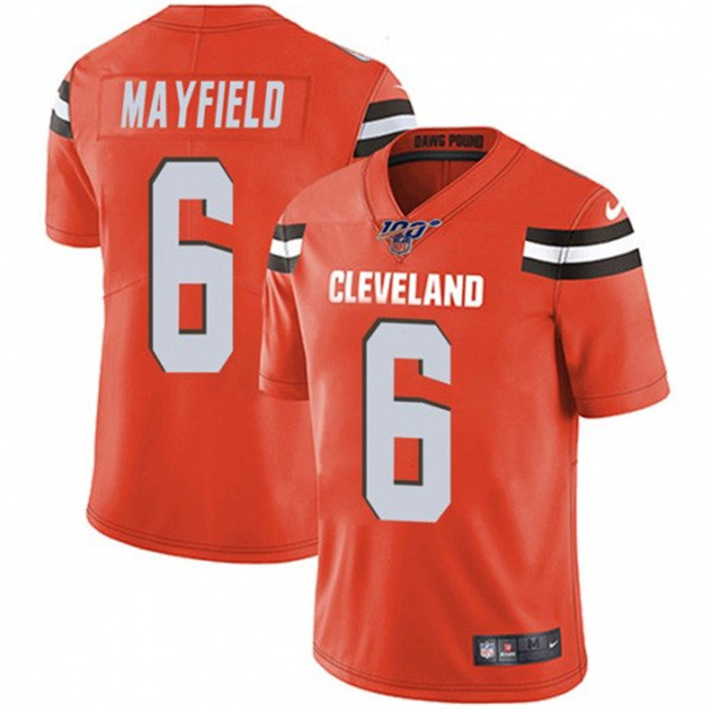 Nike Browns 6 Baker Mayfield Orange 100th Season Vapor Untouchable Limited Jersey