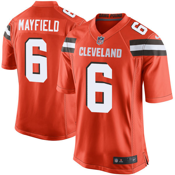 Browns 6 Baker Mayfield Orange 2018 NFL Draft Pick Elite Jersey